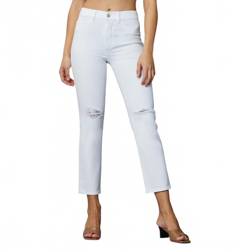 NEW DL1961 - WOMEN'S patti straight high rise jean in white distressed